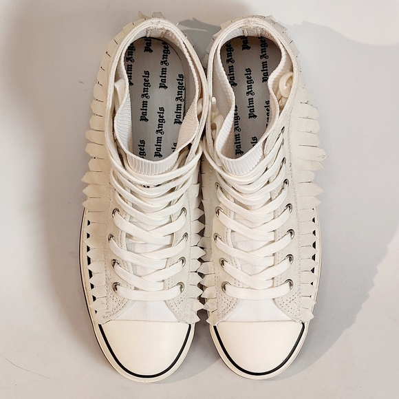 Host Pick🔥Palm Angels white fringe basket high vulcanized sneakers, EU41, NWT - Picture 10 of 13
